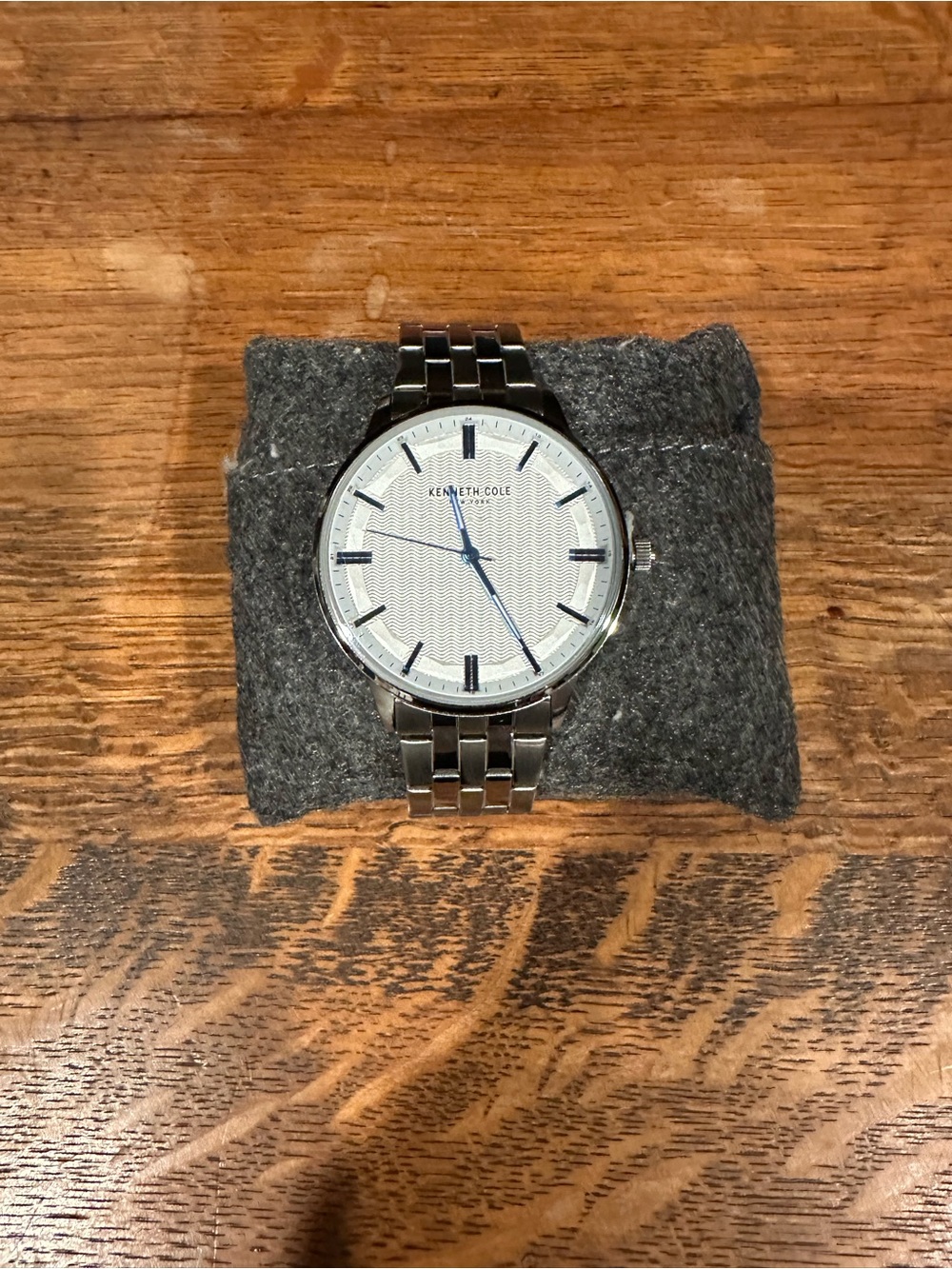 Kenneth Cole Silver Stainless Steel Watch with Blue Hands